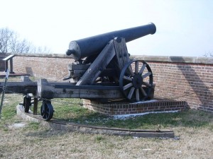 This 24 pounder cannon has an effective range of 1900 yards, almost double the distance to the Virginia shoreline.